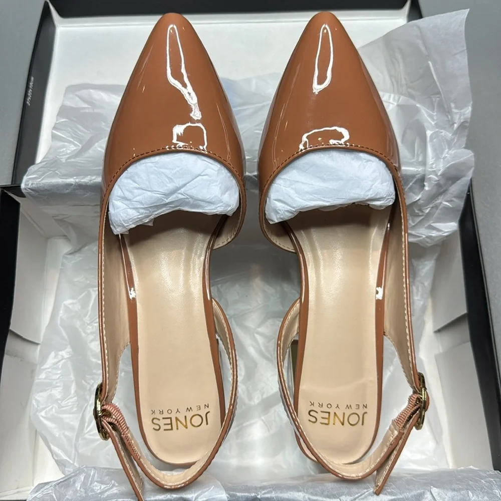 Jones New York Women's Candree Pointed Toe Block Heel Slingback Pumps Dark Nude - Picture 3 of 8